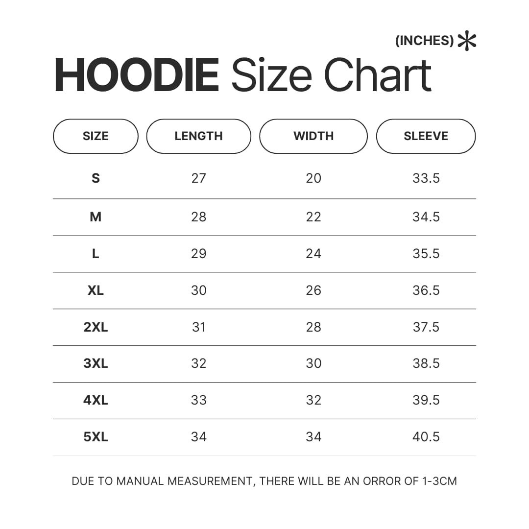 Hoodie Size Chart - Azur Lane Store