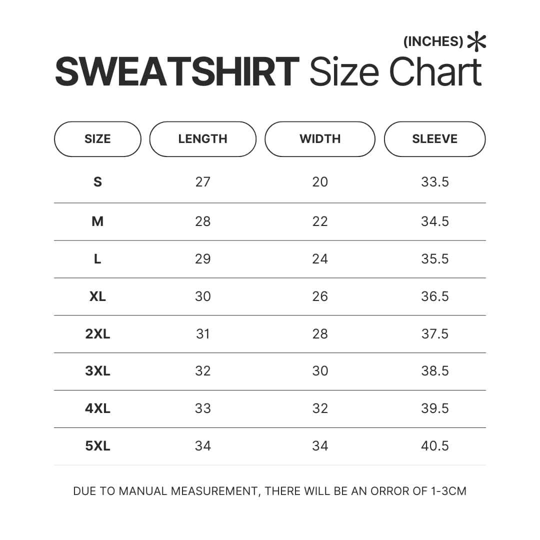 Sweatshirt Size Chart - Azur Lane Store