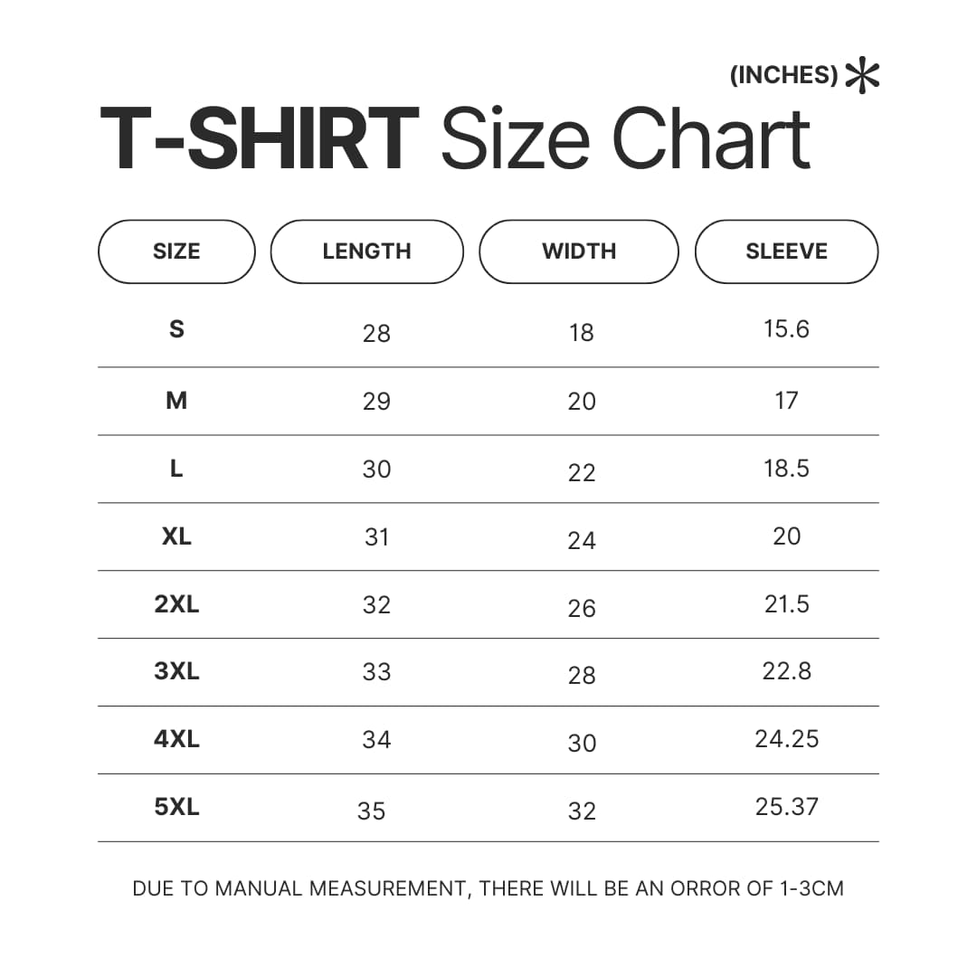 T shirt Size Chart - Azur Lane Store