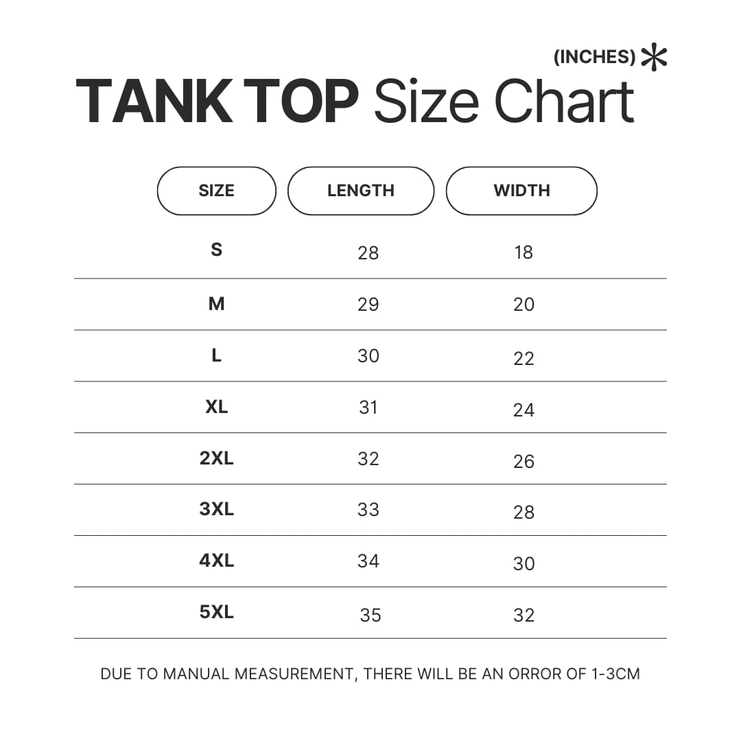 Tank Top Size Chart - Azur Lane Store