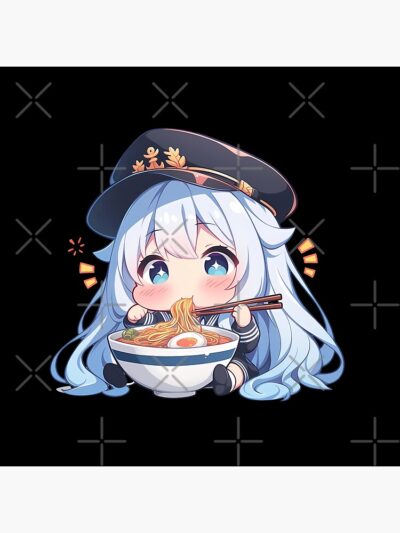 Alternative view of Enterprise Azur Lane Kawaii Ramen Chibi Noodles Bite Throw Pillow