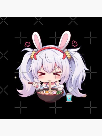 Alternative view of Laffey Azur Lane Chibi Ramen Kawaii Noodles Bunny Mood Throw Pillow