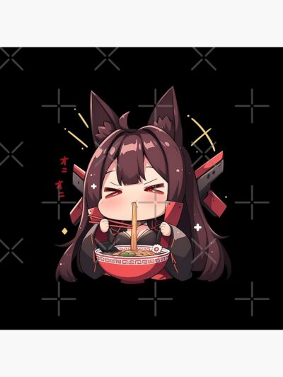 Alternative view of Akagi Azur Lane Chibi Ramen Kawaii Noodles Fox Spirit Throw Pillow
