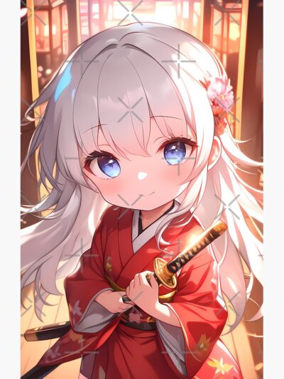 Alternative view of Enterprise Azur Lane Red Kimono Lantern Glow Shower Curtain