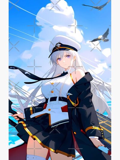 Alternative view of Enterprise Azur Lane Naval Captain Sky Clouds Deck Shower Curtain