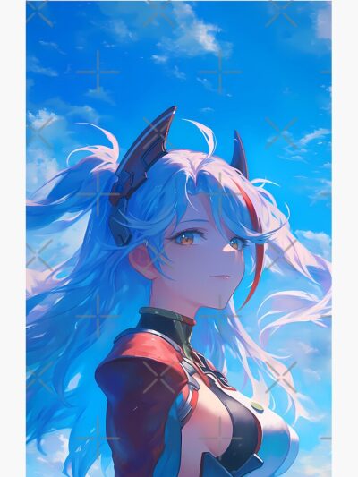 Alternative view of Prinz Eugen Azur Lane Sky Blue Ocean Glow Shower Curtain