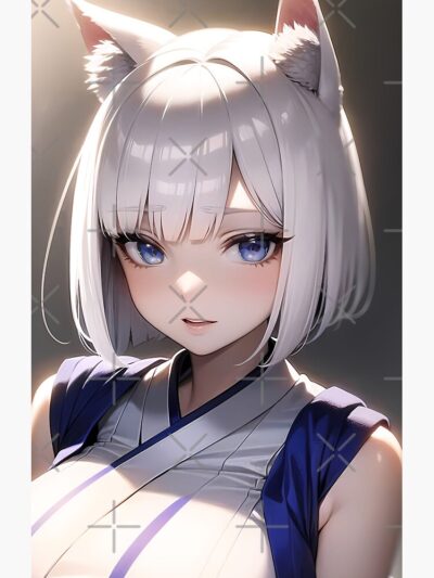Alternative view of Kaga Azur Lane Soft Glow Fox Ears Portrait Shower Curtain