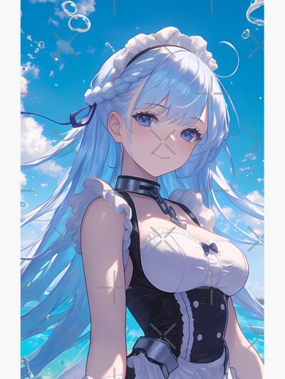 Alternative view of Belfast Azur Lane Ocean Breeze Maid Pastel Waifu Shower Curtain