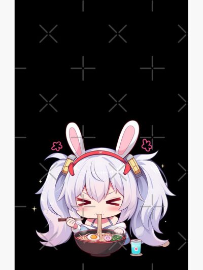 Alternative view of Laffey Azur Lane Chibi Ramen Kawaii Noodles Bunny Mood Shower Curtain