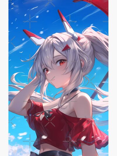 Alternative view of Ayanami Azur Lane Red Dress Umbrella Ocean Windy Summer Shower Curtain