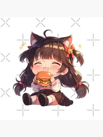 Alternative view of Takao Azur Lane Chibi Burger Focus Tapestry