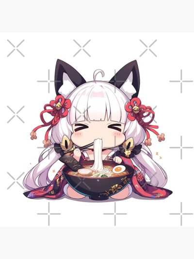 Alternative view of Illustrious Azur Lane Chibi Ramen Kimono Kawaii Feast Tapestry