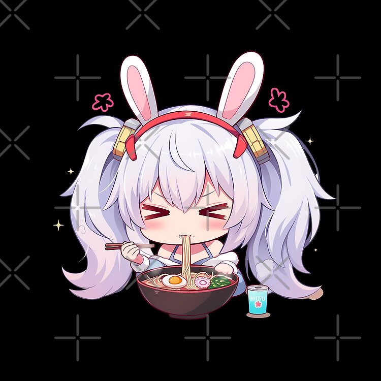 Laffey Azur Lane Chibi Ramen Kawaii Noodles Bunny Mood Tote Bag - Image 2