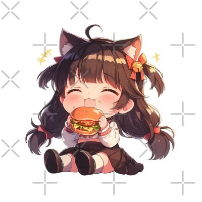 Alternative view of Takao Azur Lane Chibi Burger Focus Tote Bag