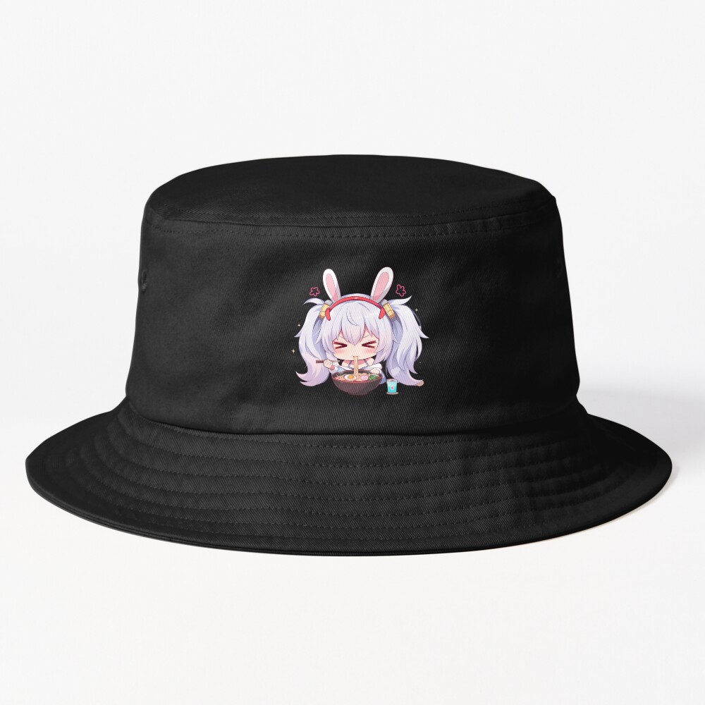 Laffey Azur Lane Chibi Ramen Kawaii Noodles Bunny Mood Bucket Hat