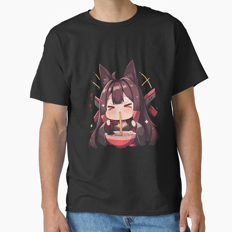 Akagi Azur Lane Chibi Ramen Kawaii Noodles Fox Spirit T-shirt - Image 2