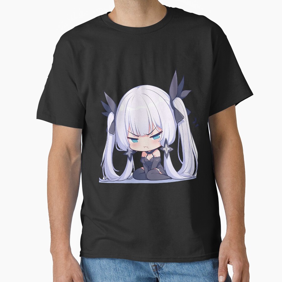 Illustrious Azur Lane Chibi Angry Kawaii Waifu Pout T-shirt - Image 2