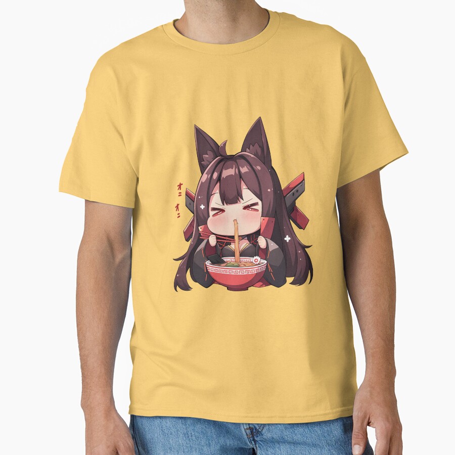 Akagi Azur Lane Chibi Ramen Kawaii Noodles Fox Spirit T-shirt - Image 6