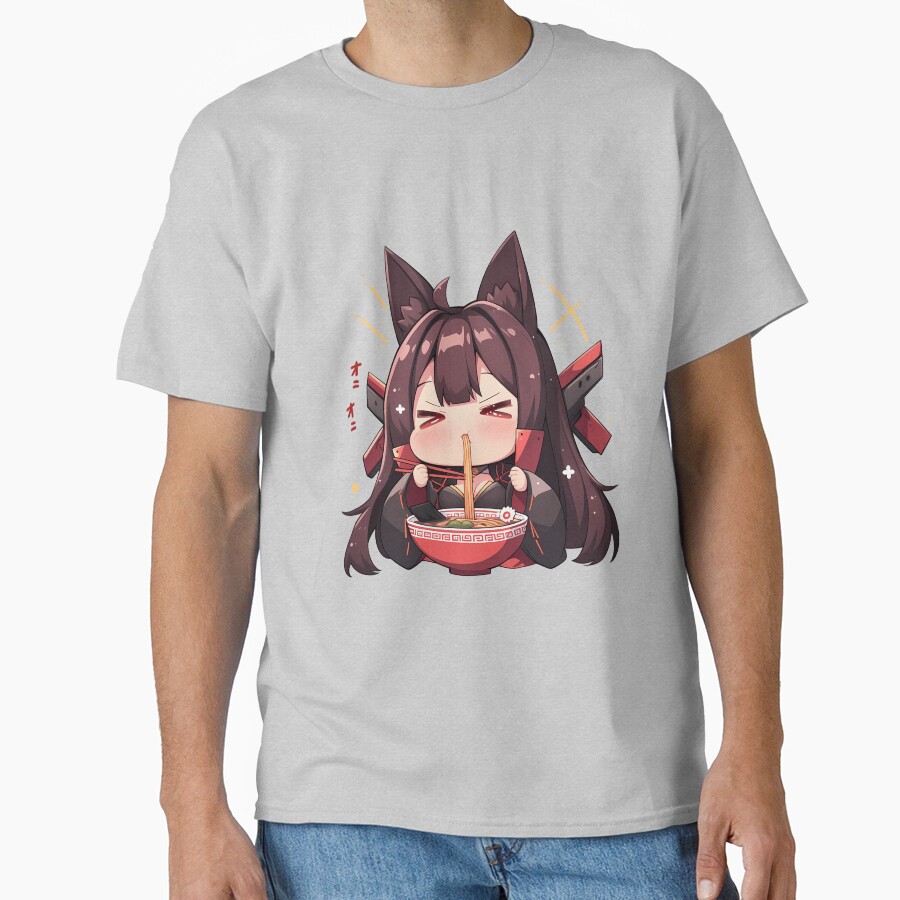Akagi Azur Lane Chibi Ramen Kawaii Noodles Fox Spirit T-shirt - Image 3