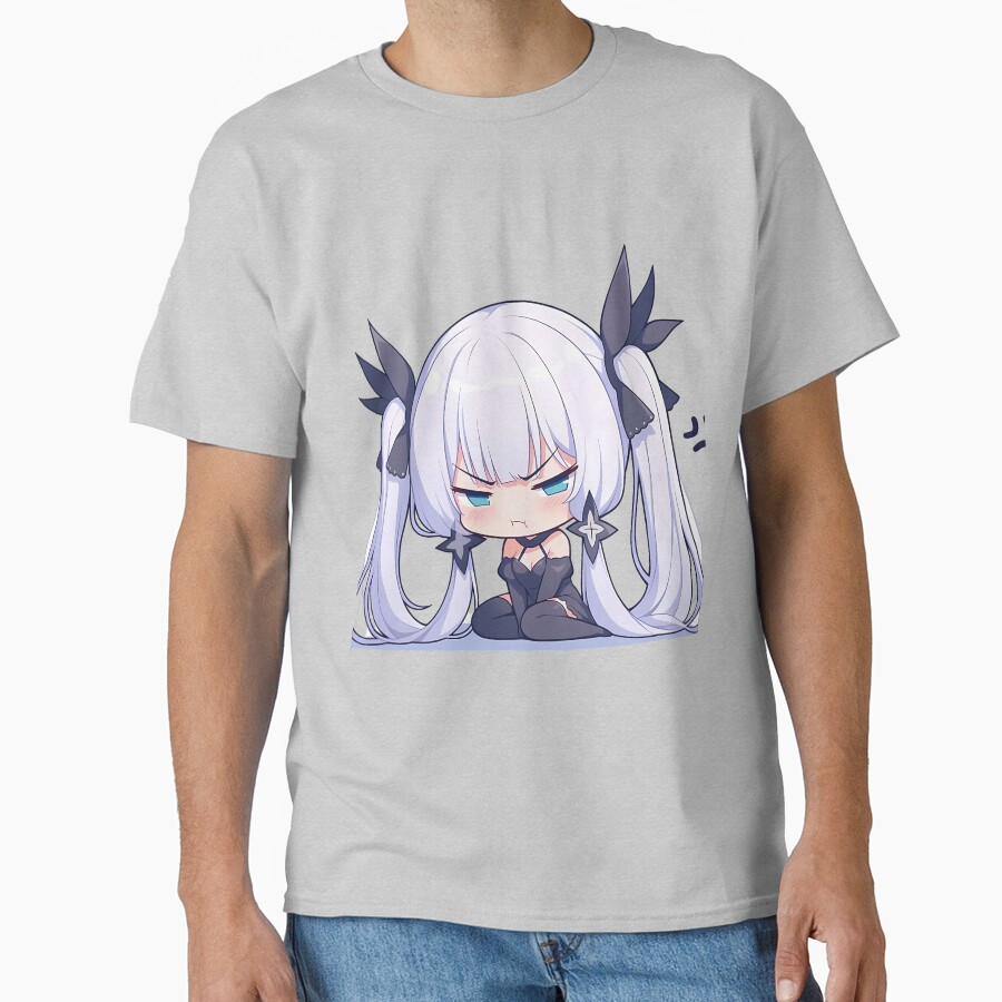 Illustrious Azur Lane Chibi Angry Kawaii Waifu Pout T-shirt - Image 3