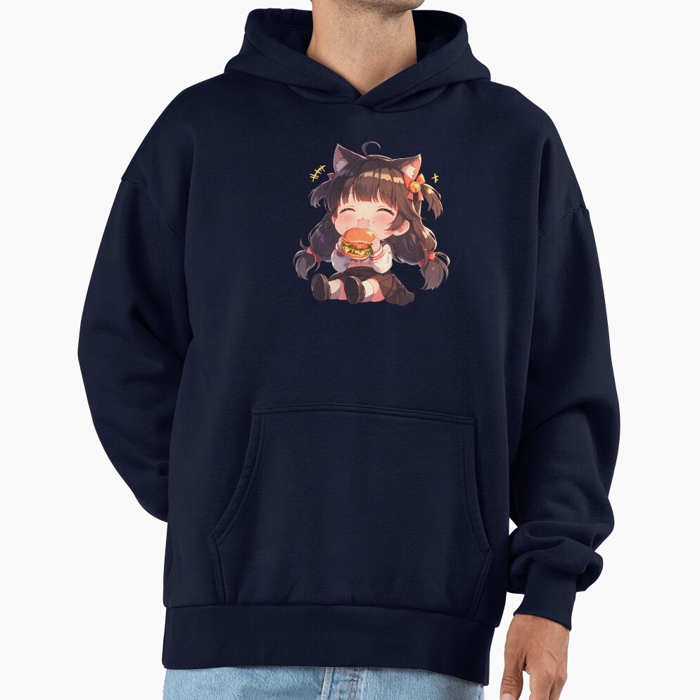 Takao Azur Lane Chibi Burger Focus Hoodie - Image 5