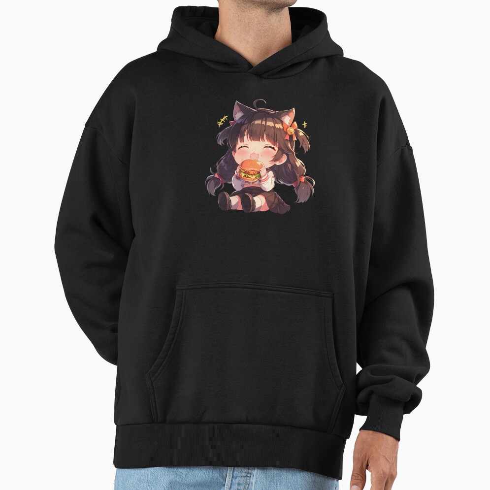 Takao Azur Lane Chibi Burger Focus Hoodie - Image 2