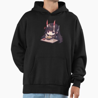 Alternative view of Noshiro Azur Lane Chibi Ramen Slurp Quiet Night Hoodie