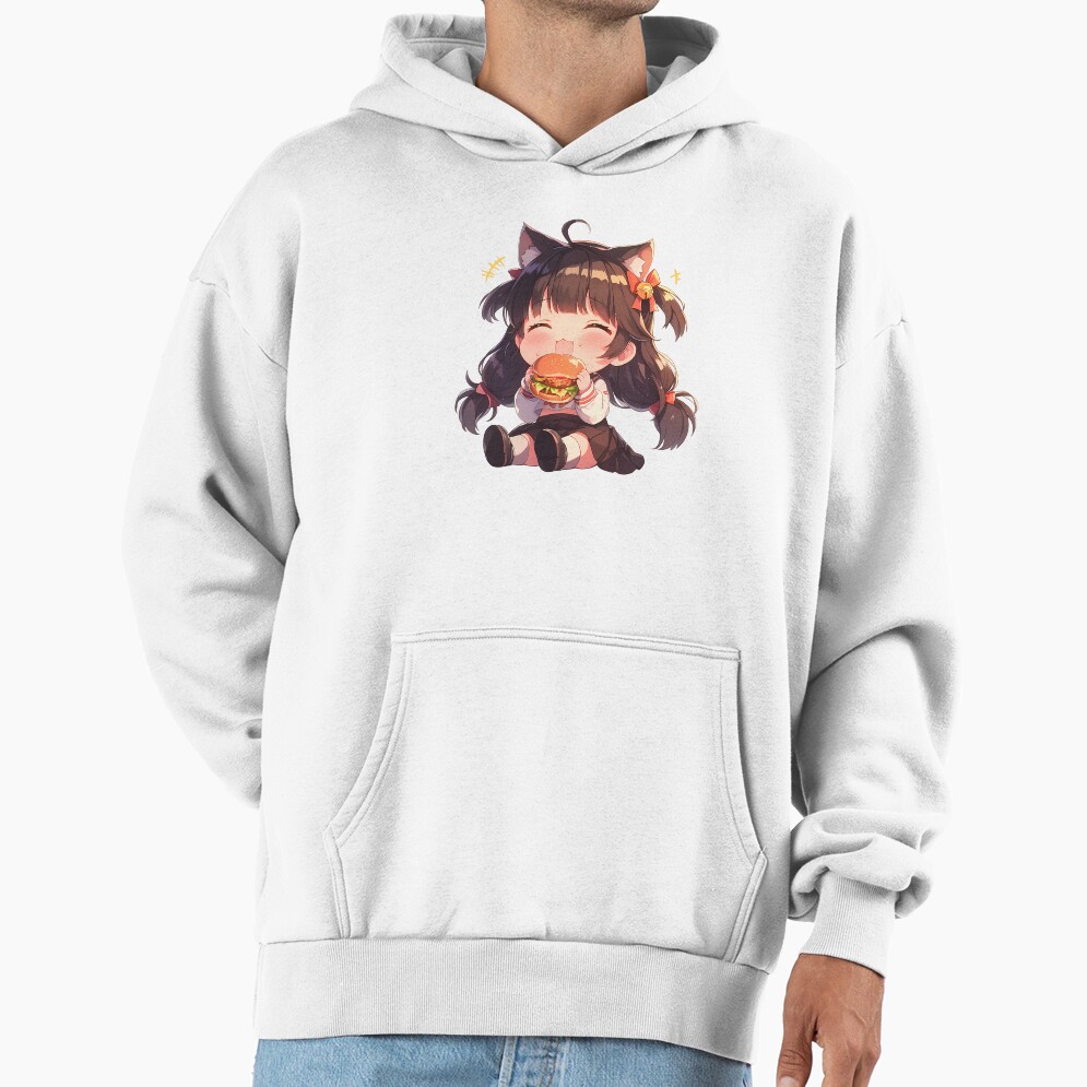 Takao Azur Lane Chibi Burger Focus Hoodie