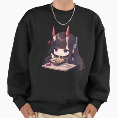 Alternative view of Noshiro Azur Lane Chibi Ramen Slurp Quiet Night Sweatshirt