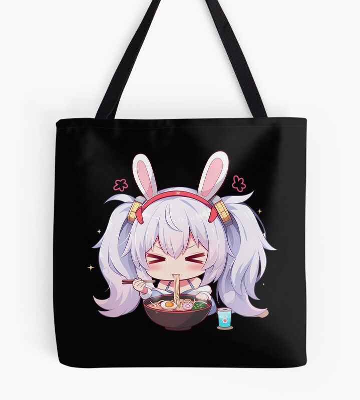 Laffey Azur Lane Chibi Ramen Kawaii Noodles Bunny Mood Tote Bag