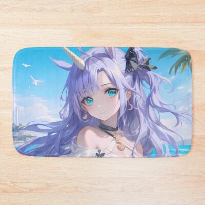 Unicorn Azur Lane Pastel Beach Fantasy Smile Bath Mat