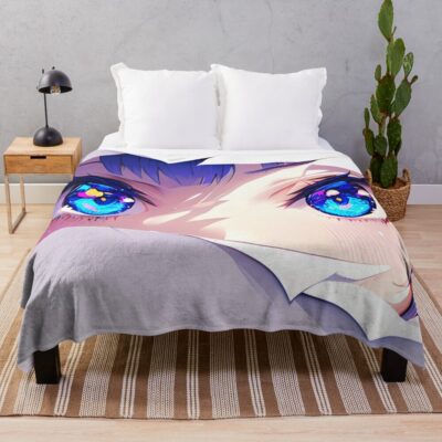 Kaga Azur Lane Blue Eyes Torn Paper Peek Throw Blanket