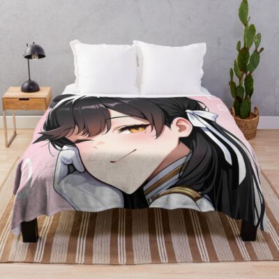 Atago Azur Lane Pink Background Cat Ears Heart Doodles Uniform Throw Blanket