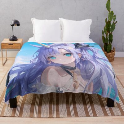 Unicorn Azur Lane Pastel Beach Fantasy Smile Throw Blanket