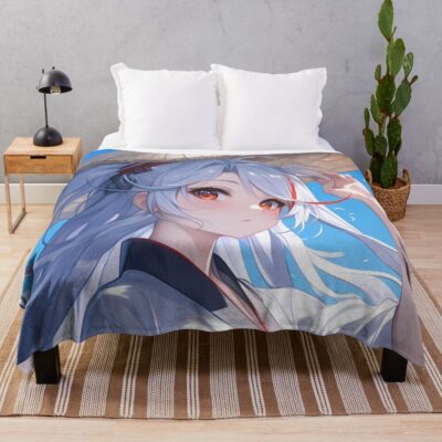 Prinz Eugen Azur Lane Kimono Straw Hat Beach Serenity Throw Blanket