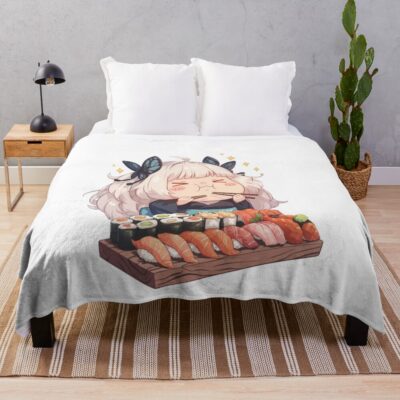 Formidable Azur Lane Chibi Kimono Sushi Mood Throw Blanket