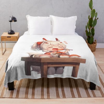 Ayanami Azur Lane Chibi Sushi Snack Time Throw Blanket