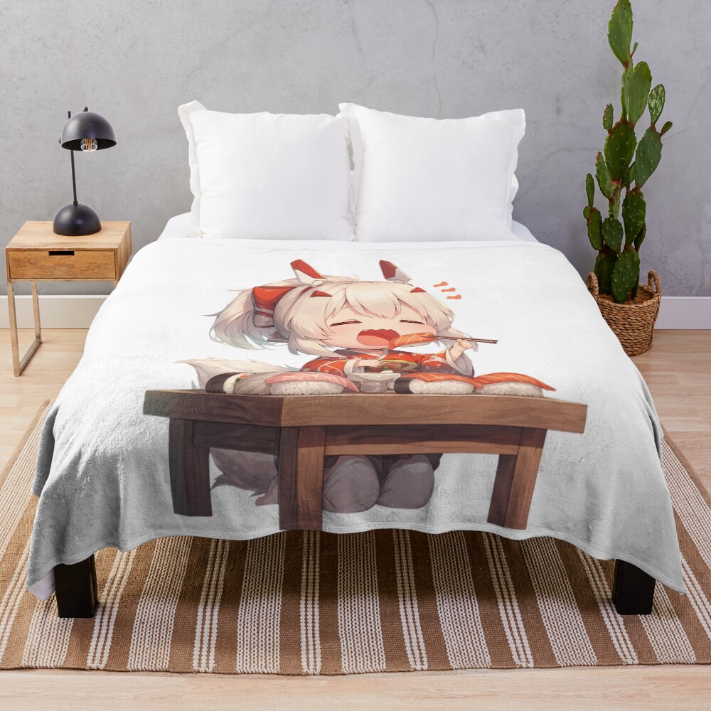 Ayanami Azur Lane Chibi Sushi Snack Time Throw Blanket
