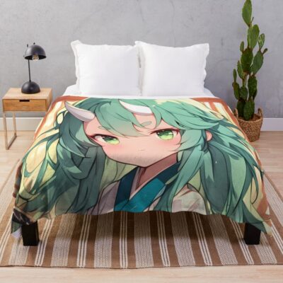 Noshiro Azur Lane Sakura Chibi Shrine Gate Throw Blanket