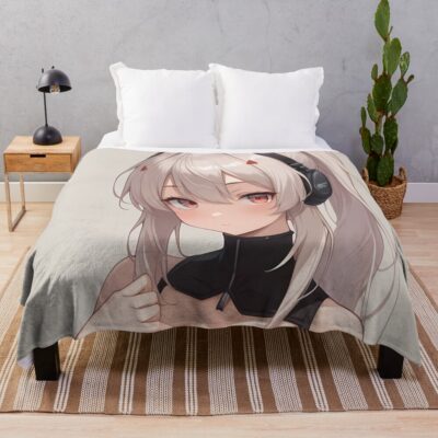 Ayanami Azur Lane Calm Headphones Closeup Throw Blanket