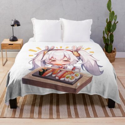 Laffey Azur Lane Sleepy Chibi Sushi Bite Throw Blanket