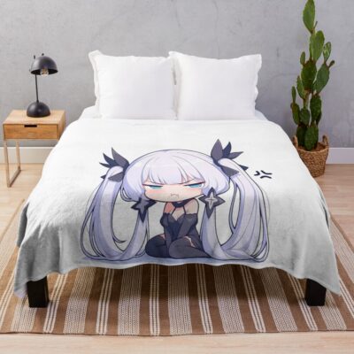 Illustrious Azur Lane Chibi Angry Kawaii Waifu Pout Throw Blanket