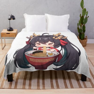 Taihou Azur Lane Kawaii Ramen Chibi Kimono Noodles Throw Blanket