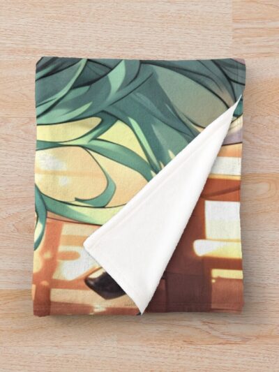 Alternative view of Noshiro Azur Lane Sakura Chibi Shrine Gate Throw Blanket