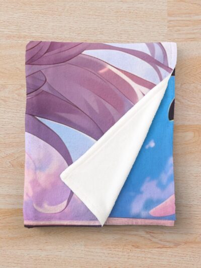 Alternative view of Laffey Azur Lane Pink Hair Cherry Blossoms School Uniform Throw Blanket
