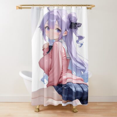 Unicorn Azur Lane Soft School Uniform Pastel Pose Shower Curtain