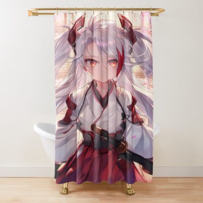 Prinz Eugen Azur Lane Chibi Elegant Shrine Cherry Blossoms Shower Curtain