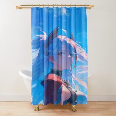 Prinz Eugen Azur Lane Sky Blue Ocean Glow Shower Curtain