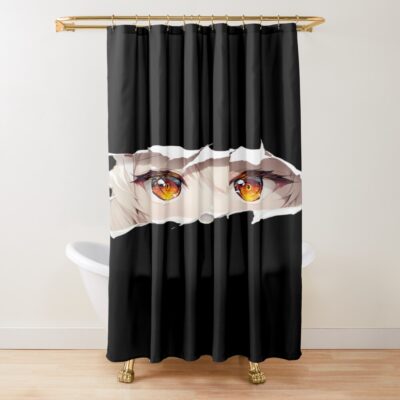 Ayanami Azur Lane Amber Eyes Torn Paper Peek Shower Curtain