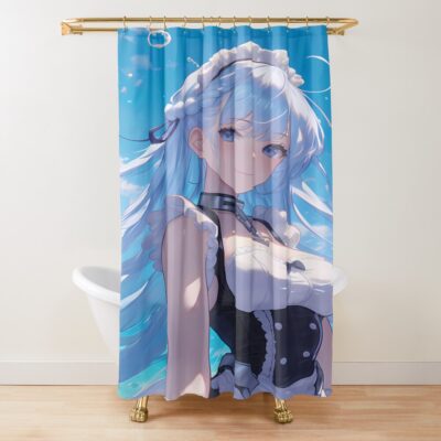 Belfast Azur Lane Ocean Breeze Maid Pastel Waifu Shower Curtain
